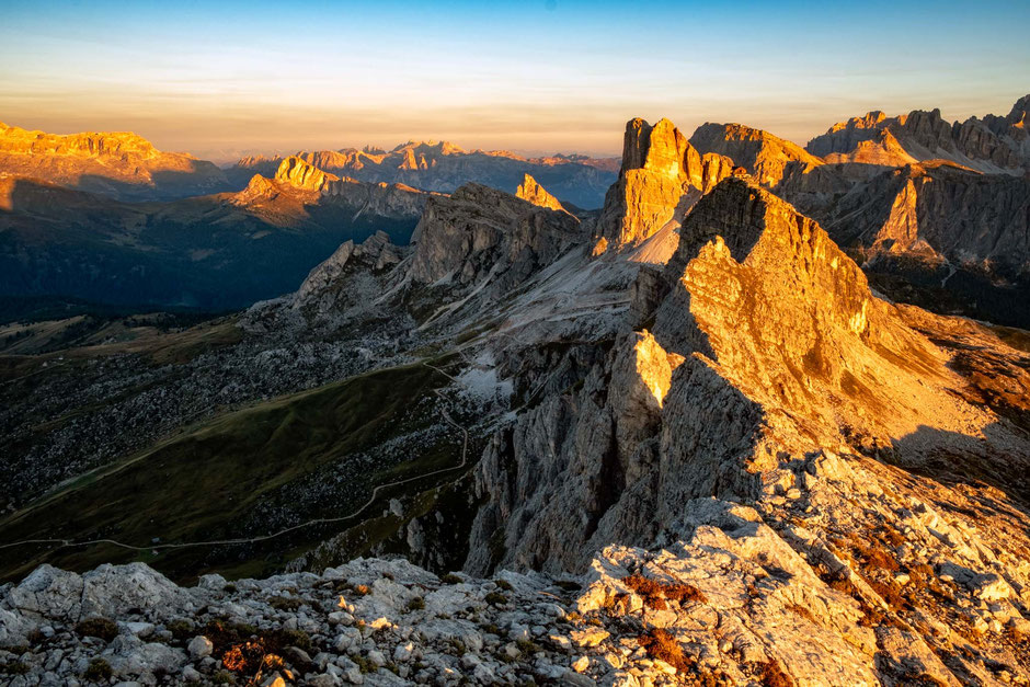 Twelve Beginner-Friendly Via Ferrata Routes To Try In The Italian Dolomites 5 Sunsrise view from the Ra Gusela Summit - best beginner via ferratas in the Italian Dolomites
