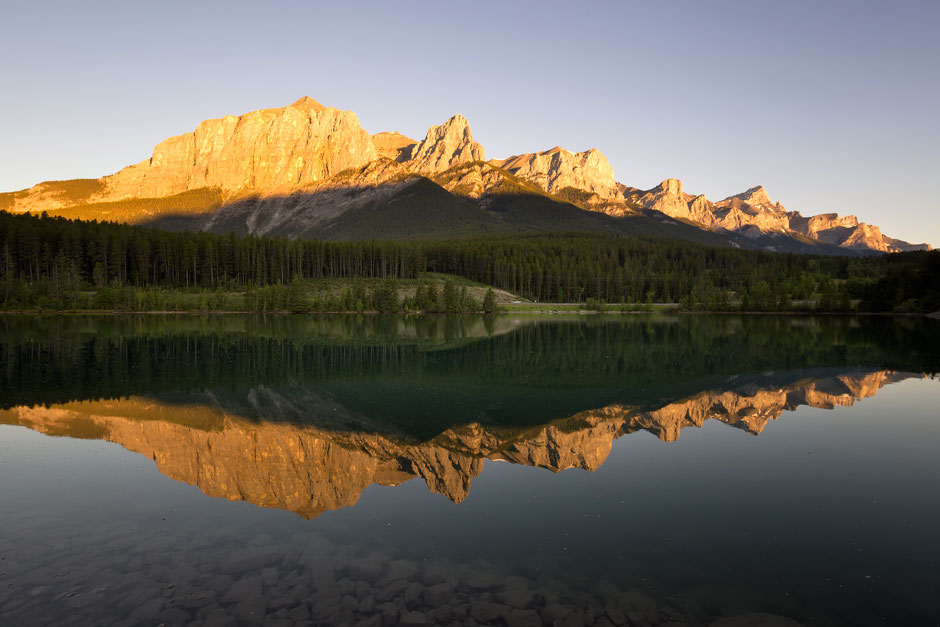 Top 10 Photography Spots in Canmore and Kananaskis Country 7 Mount Rundle reflecting in the Rundle forebay at sunrise