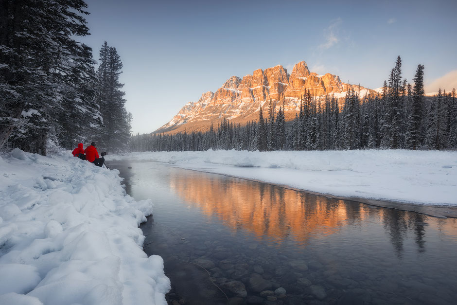 Winter sunrise near Castle Mountain on the Bow valley Parkway