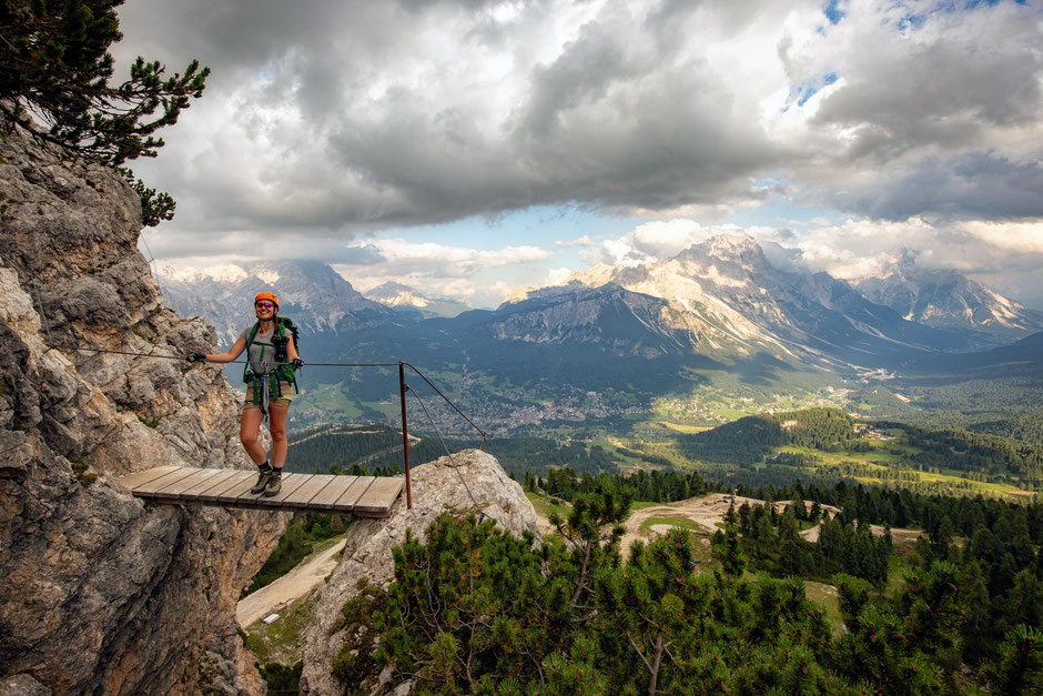 All smiles on a via ferrata Ra Bujela wearing my camera attached with the peak design clip to my backpack. 
