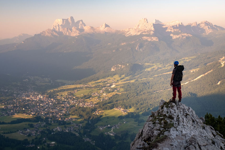 The view of Cortina D'Ampezzo from Via Ferrata Michielli Strobel