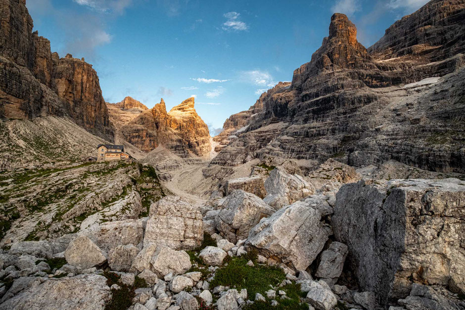 Rifugio Tuckett in the Adamello Brenta Group near Madonna di Campiglio 