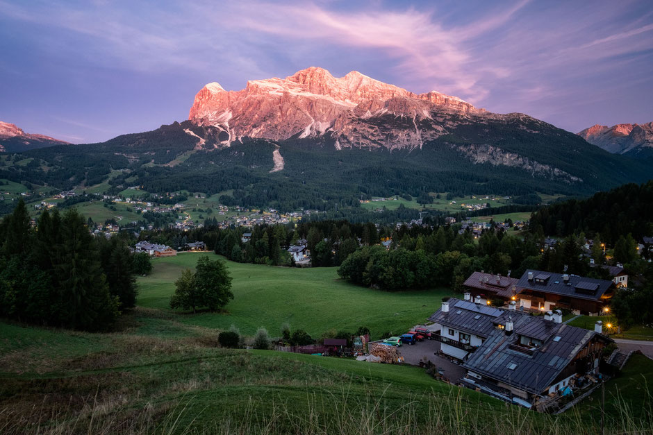Top Via Ferratas Around Cortina d'Ampezzo In The Italian Dolomites 3 The Tofane group at sawn rising above Cortina D'Ampezzo. Home to via ferratas Lamon and Formenton and Punta Anna