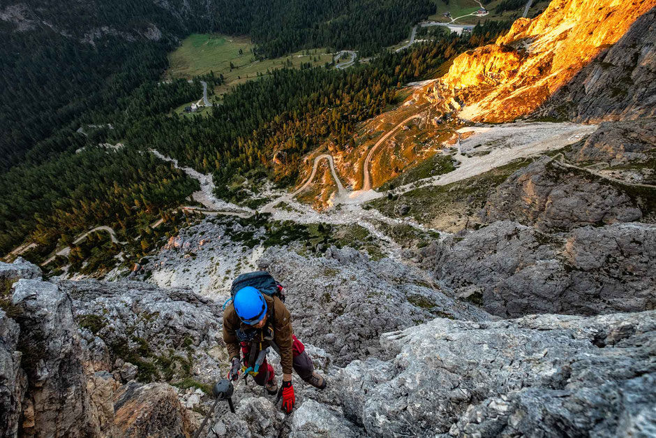 Scrambling on the via ferrata Degli Alpini Al Col Dei Bos 