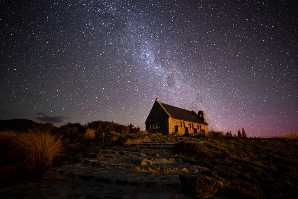 18 Most Photogenic Places on The South Island of New Zealand 4 Church of the good Shephers at night 1