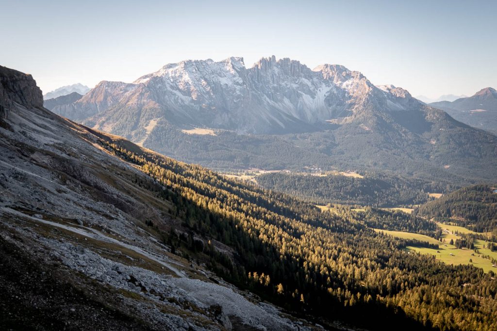 An Epic 3-5 Day Traverse Across The Rosengarten Nature Park In The Italian Dolomites 4 Rosengarten Traverse View of Latemar